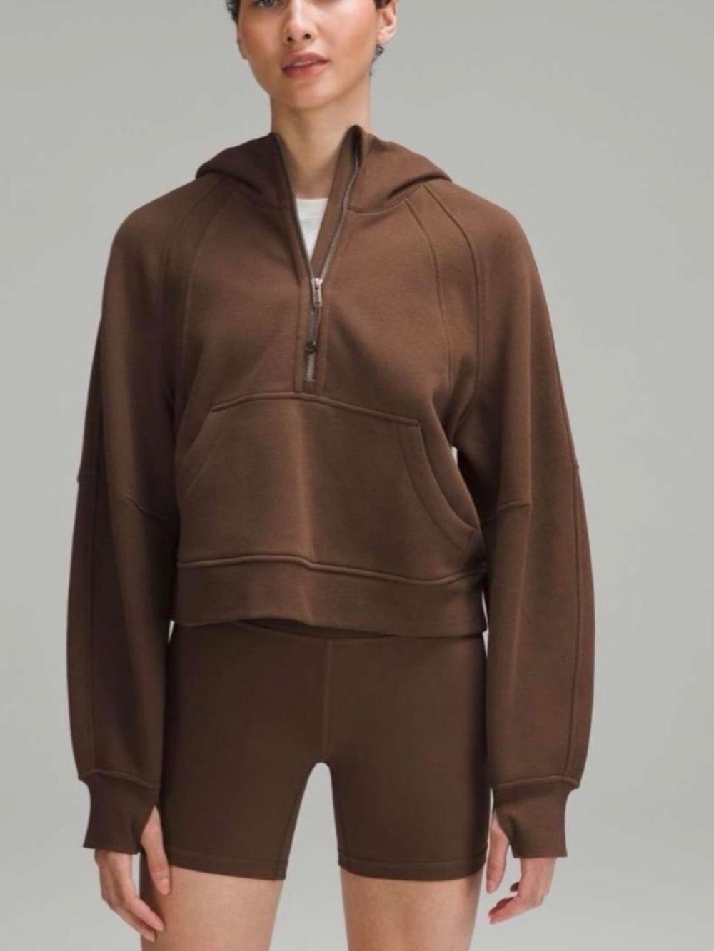 Lululemon athletica Brown quarter zip scuba Hoodie